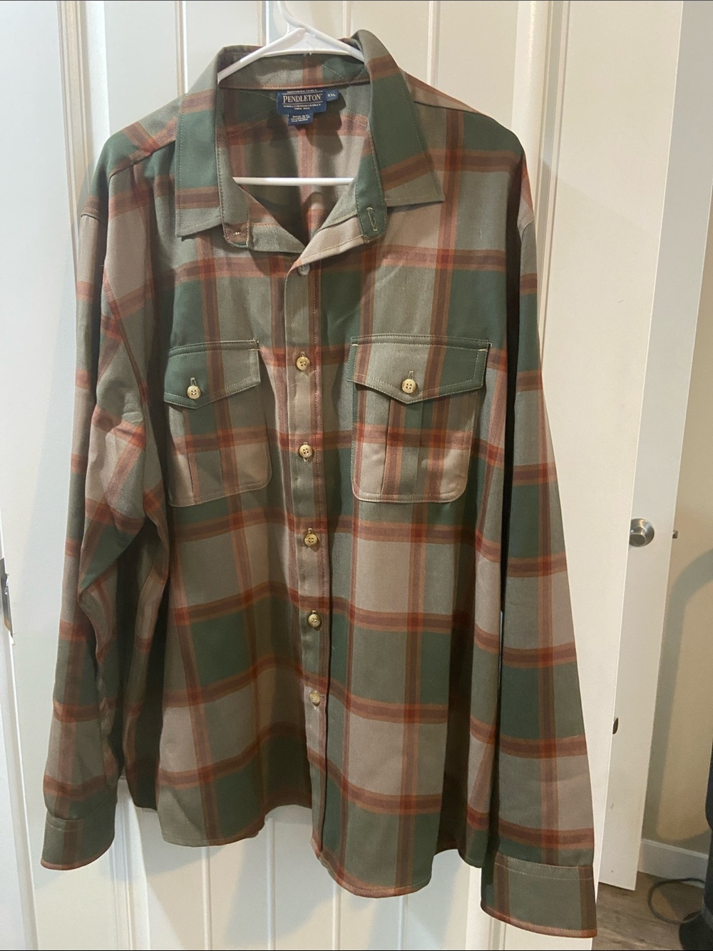 Pendleton Men's Olive Green & Brown Plaid Button-Front Shirt Jacket